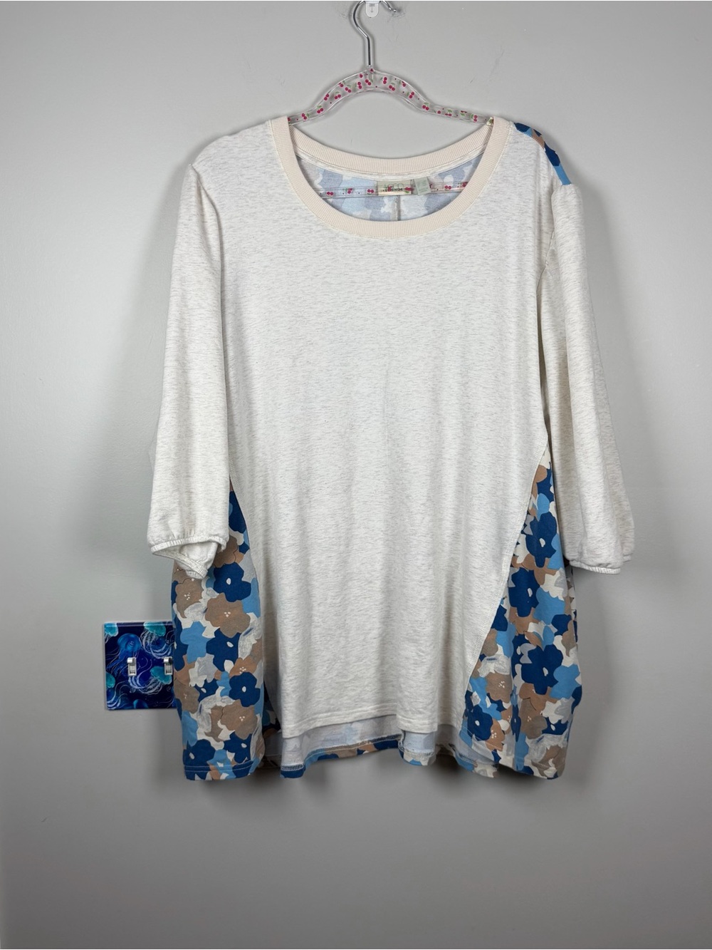 LOGO by Lori Goldstein Blue Floral Oatmeal Katherine Casual Sweatshirt Top 3X